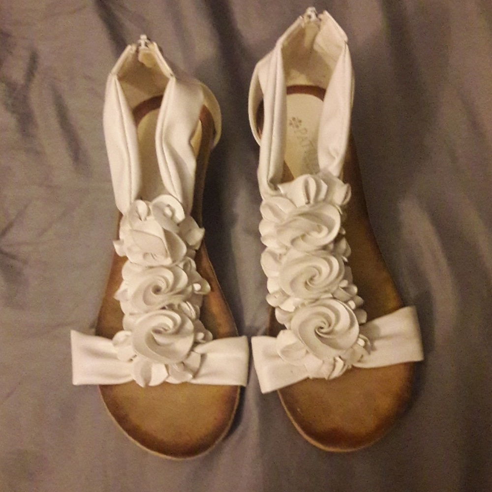 White floral shoes